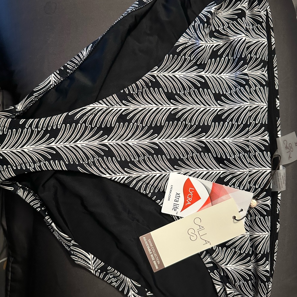 CALIA by Carrie Underwood Black and White Leaf Bikini